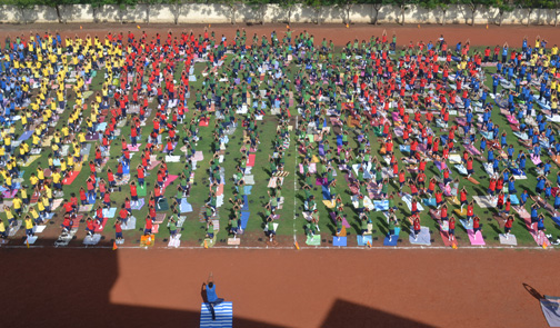 Performing Yoga on National  Yoga Day