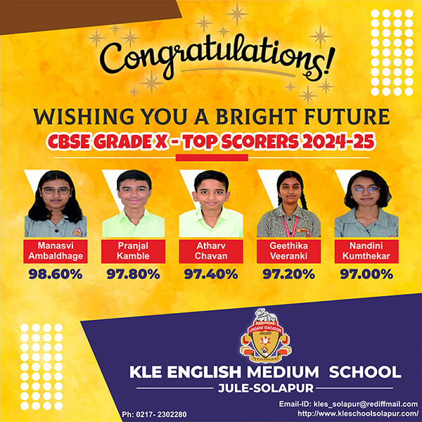 kle school solapur - result